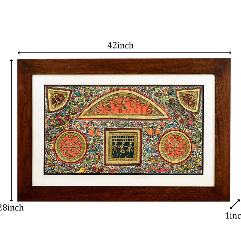 Moorni Mirror Wall Decor Madhubani-Dhokra Fusion Painting