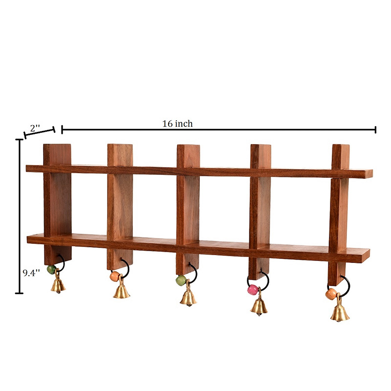 Moorni Wall Decor Ladder & 4 Colored Handcrafted Madhubani Pots - (16x2x9.4 in)