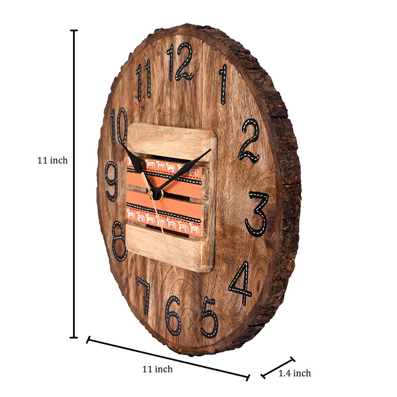Moorni Wall Clock Handcrafted Wooden Log Dial - (11x1.5x11 in)