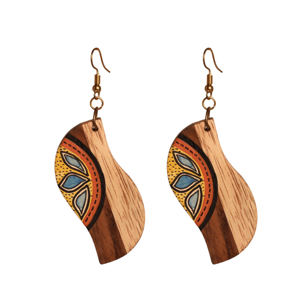 Moorni Orchid Handcrafted Tribal Wooden Earrings