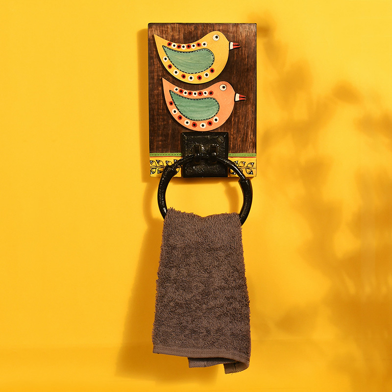 Moorni Towel Holder Handcrafted Tribal Art - (5x1x10 in)