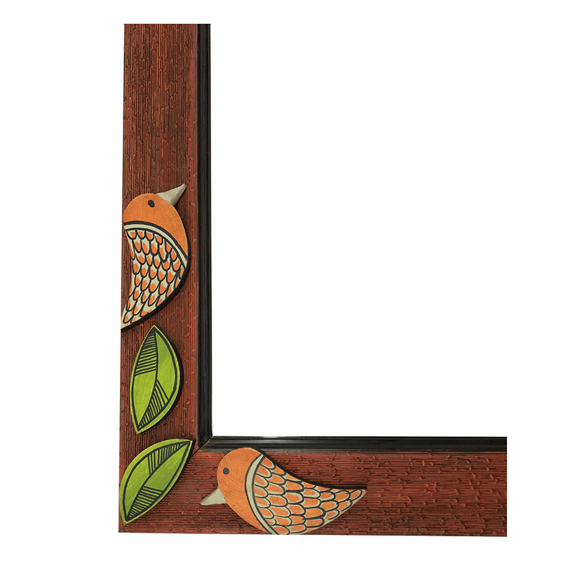 Moorni Mirror Handcrafted with Two Birds Tiles - (12x16 in)