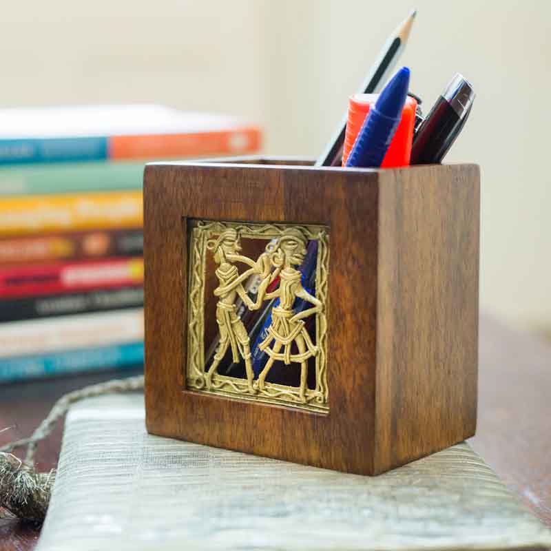 Olha-o Tribe Mango Wood Pen Stand Small