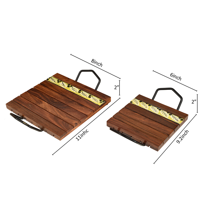 Moorni â€˜Leaf of Natureâ€™ Snacking Trays in Rosewood - Set of 2
