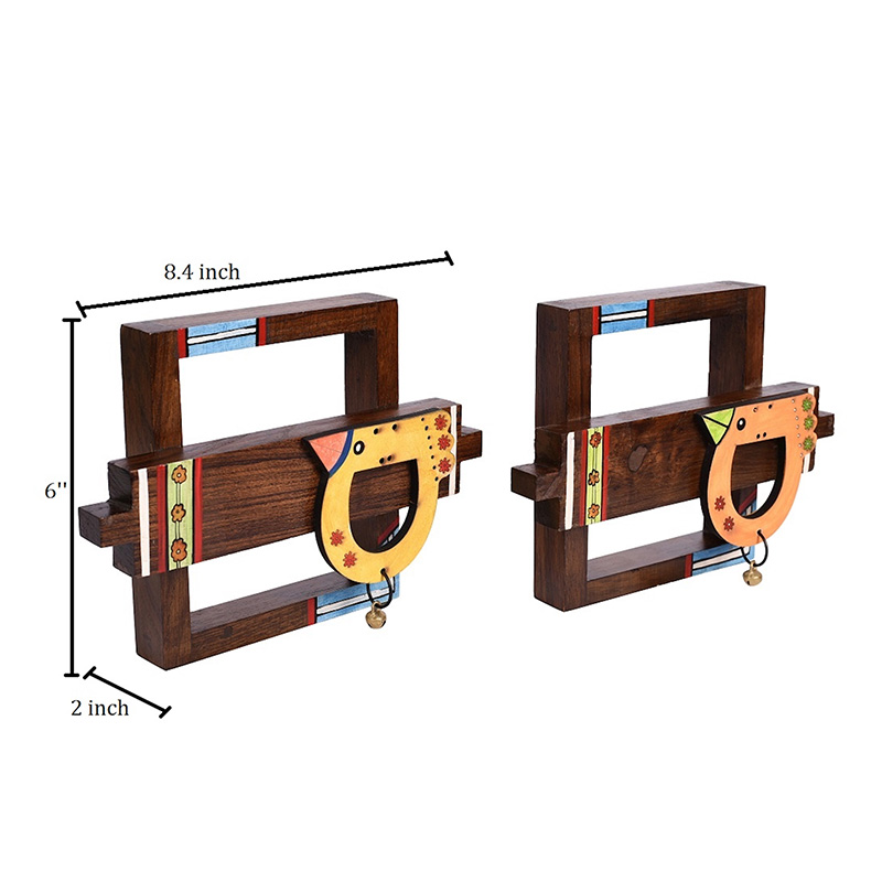 Moorni Wall Decor Abstract Wooden Set of 2 Yellow/Pink Bird - (8.4x6 in)