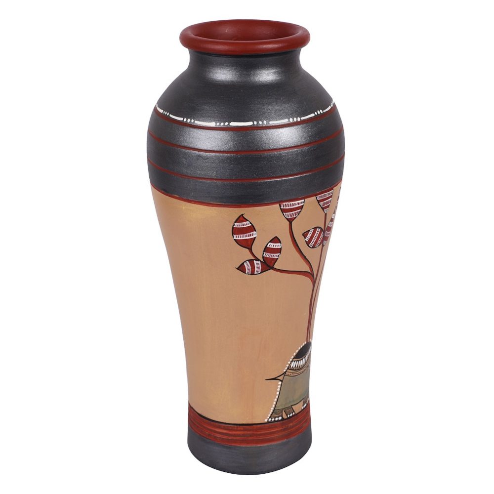 Moorni Vase Earthen Handcrafted Simmer Gold Madhubani 10.4x5(HxD)