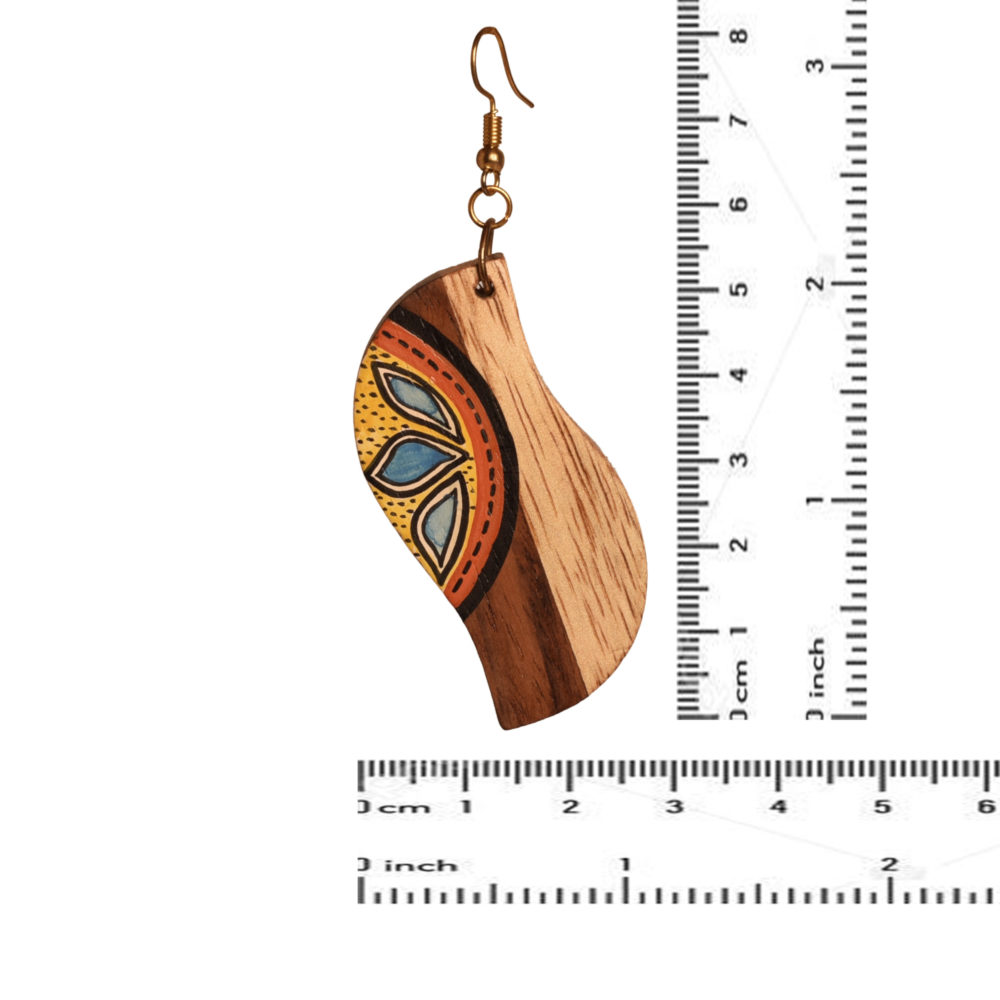 Moorni Orchid Handcrafted Tribal Wooden Earrings
