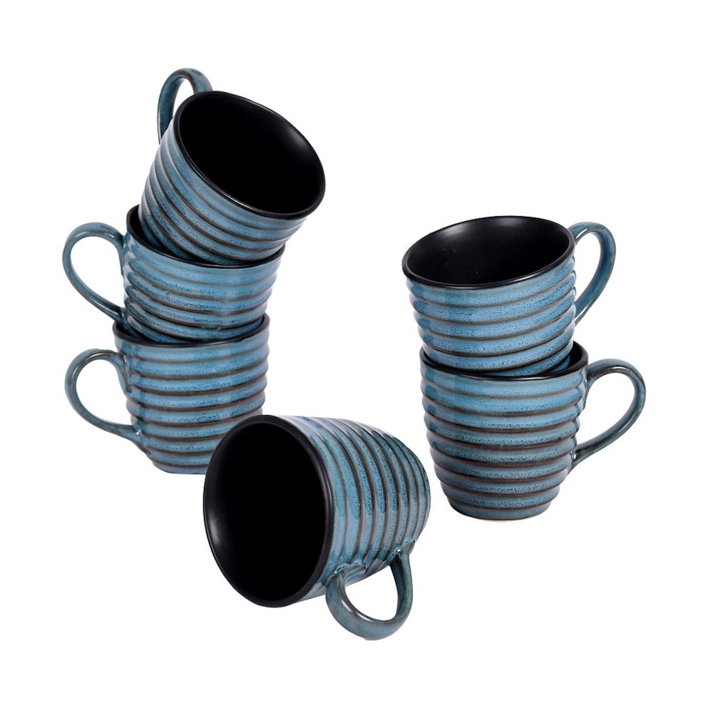 Moorni Cup Ceramic Blue (Set of 6) (4x3x3)