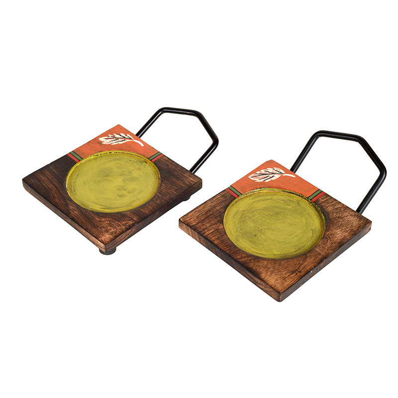 Moorni Hook-ed Snack Bowl with Square Tray Two Sets - (6.5x4x4.5 in)