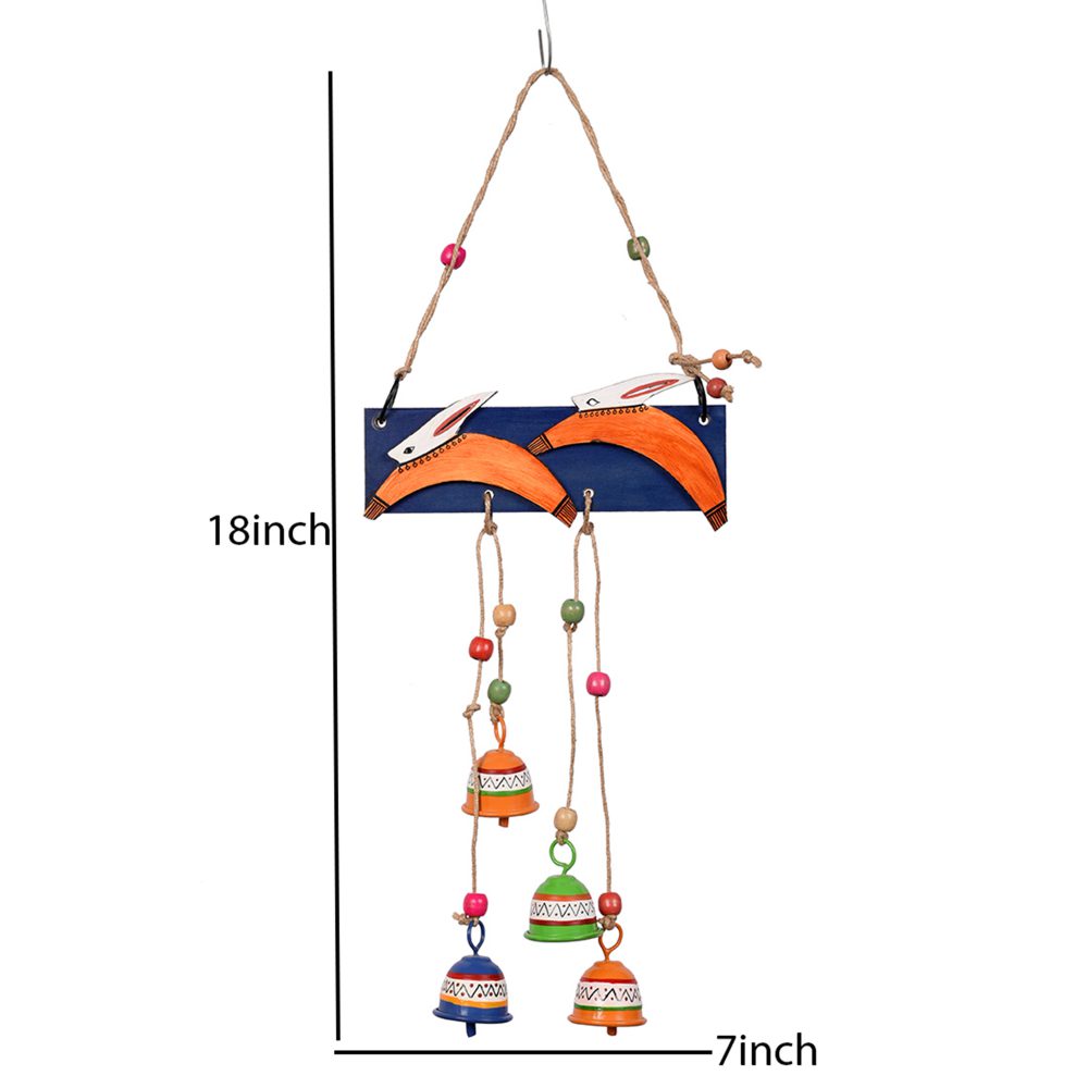 Moorni Windchime 2 Hares 4 Metal Bells (18x7)