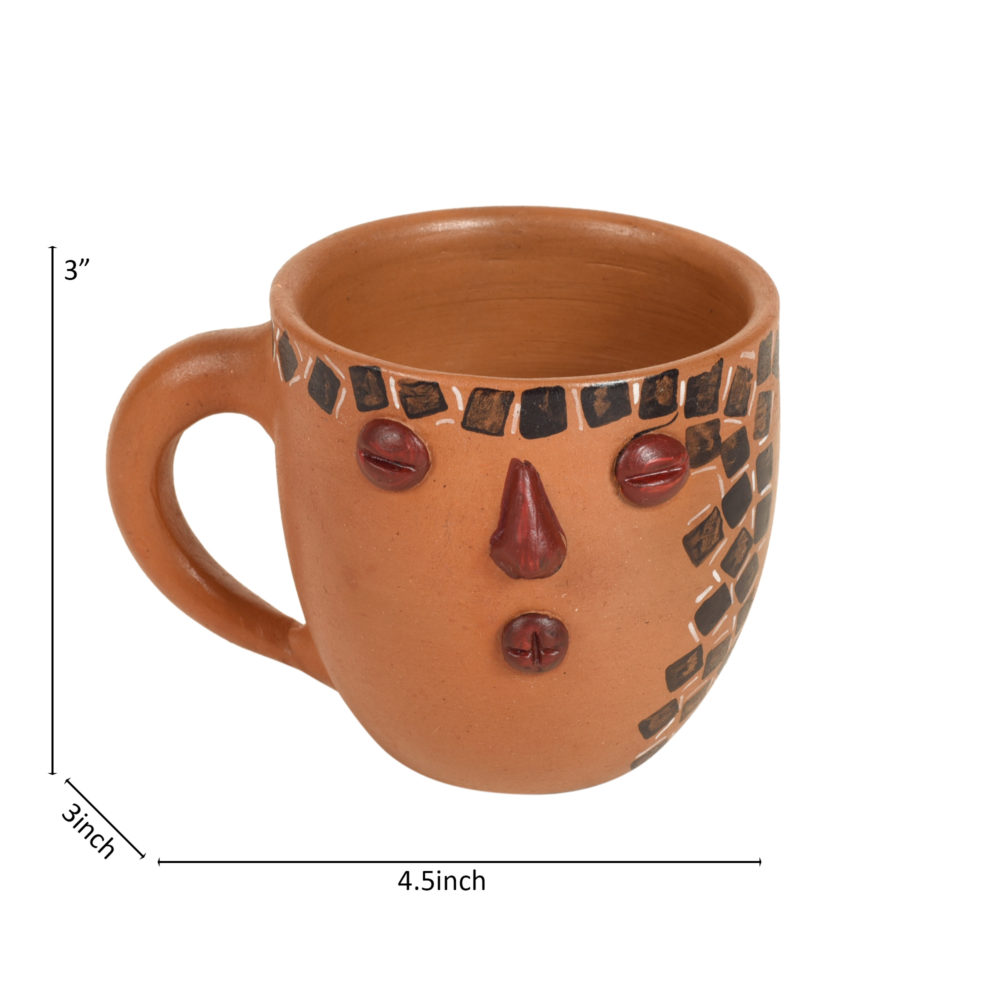 Moorni Knosh-B Earthen Cups with Tribal Motifs (Set of 4)