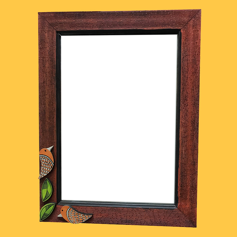 Moorni Mirror Handcrafted with Two Birds Tiles - (12x16 in)