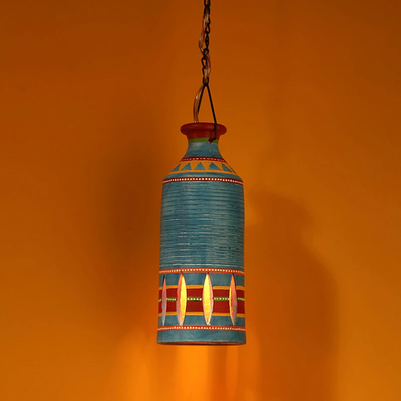 Moorni Roma-C Terracotta Pendant Lamp In Azure Blue