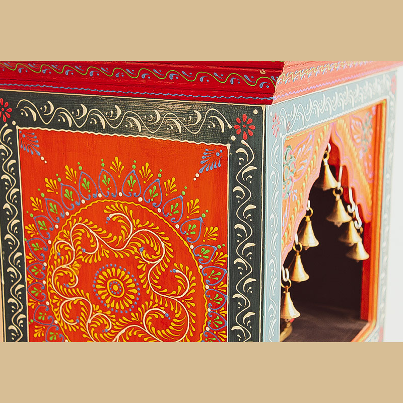 Moorni India Wooden and Brass Temple Multicolored