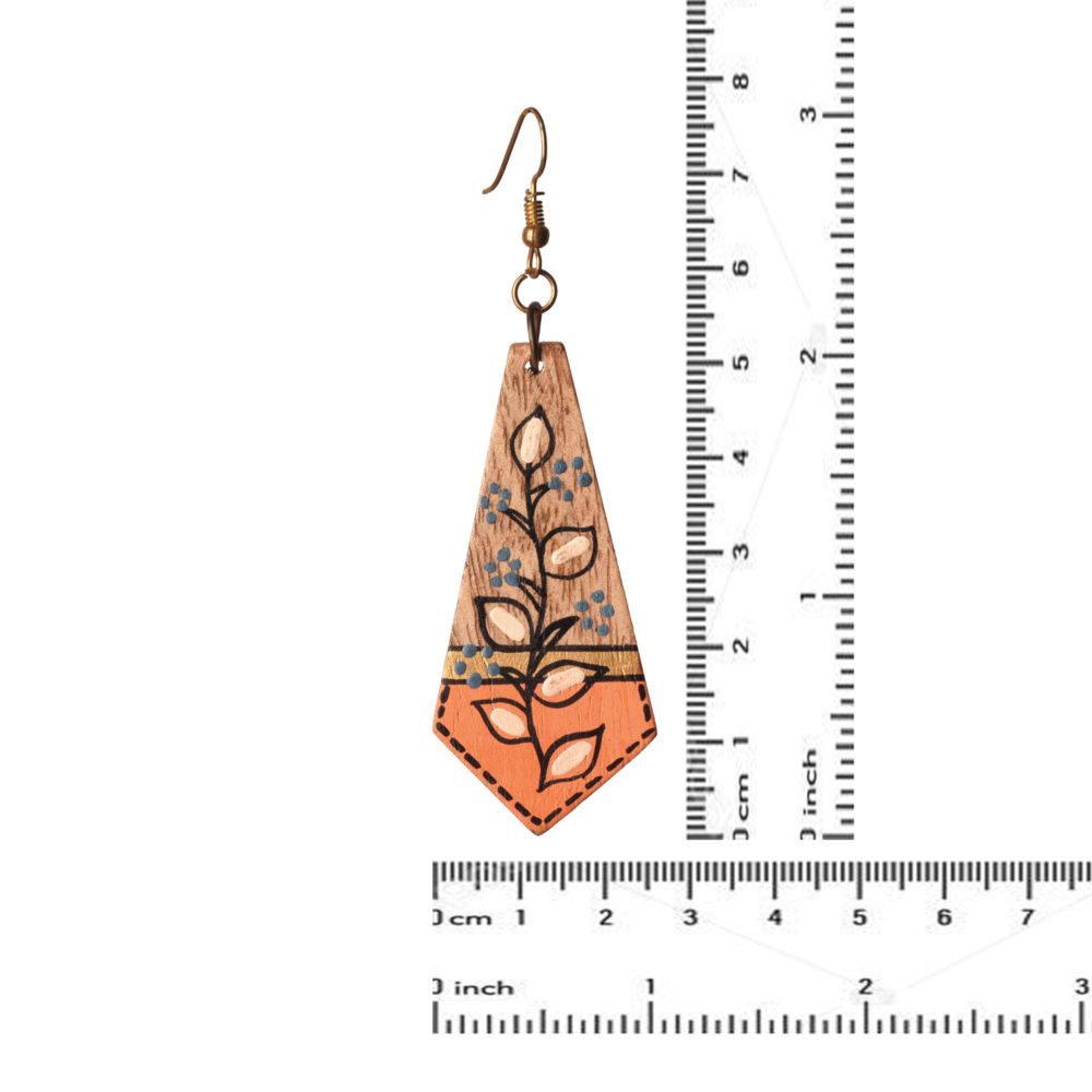 Moorni The Floral Arrows Handcrafted Tribal Wooden Earrings
