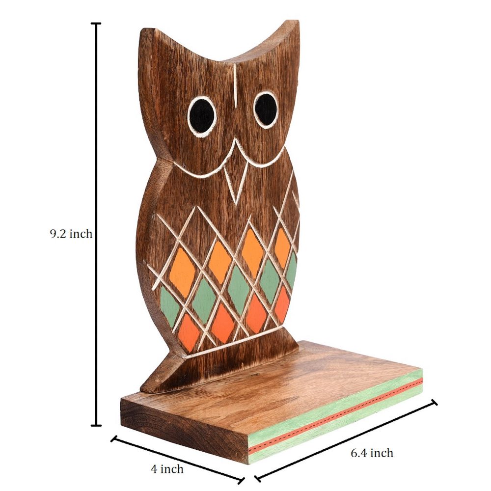 Moorni Bookend Handcrafted Wooden Owl (Set of 2) (6.5x4x9.2)