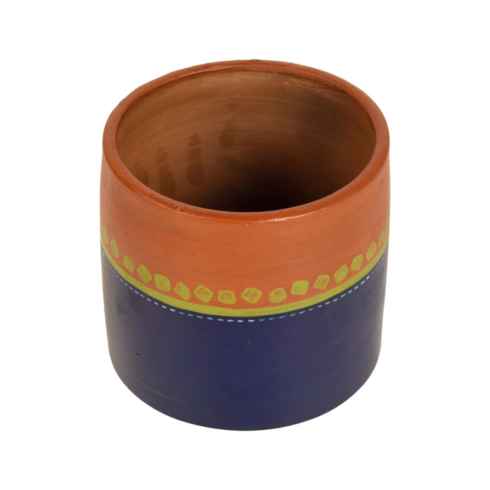 Moorni Blue-Brown Earthen Planter Pot (4.5x4.5x5)