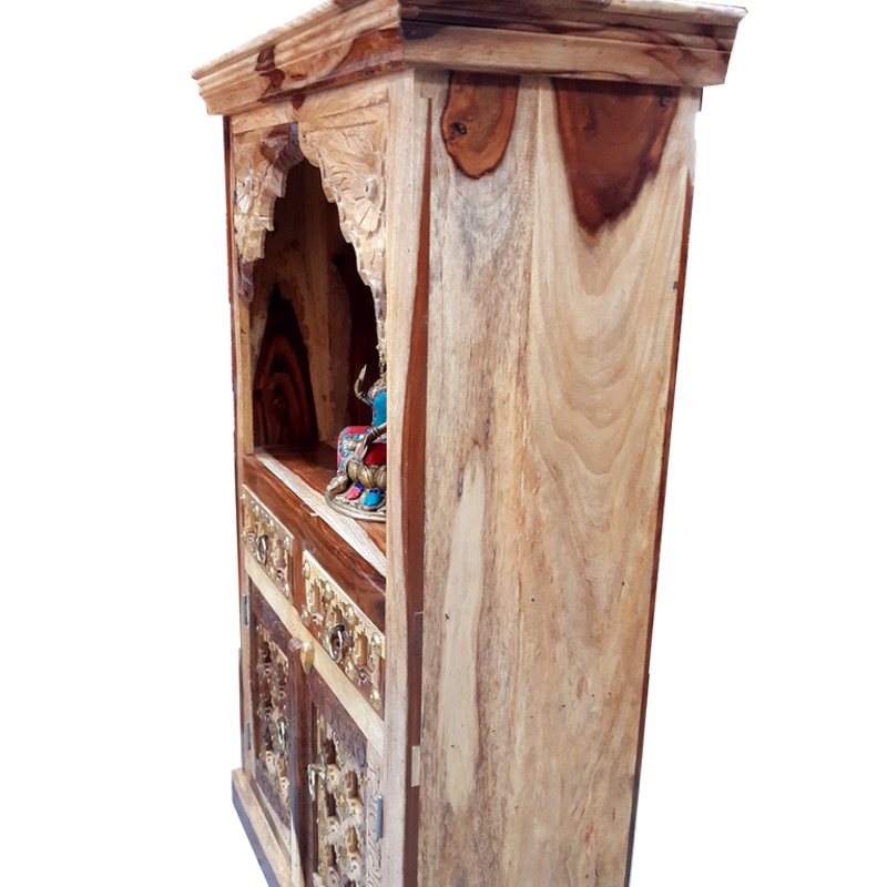 Moorni Home Wooden Temple With Storage Real Wood