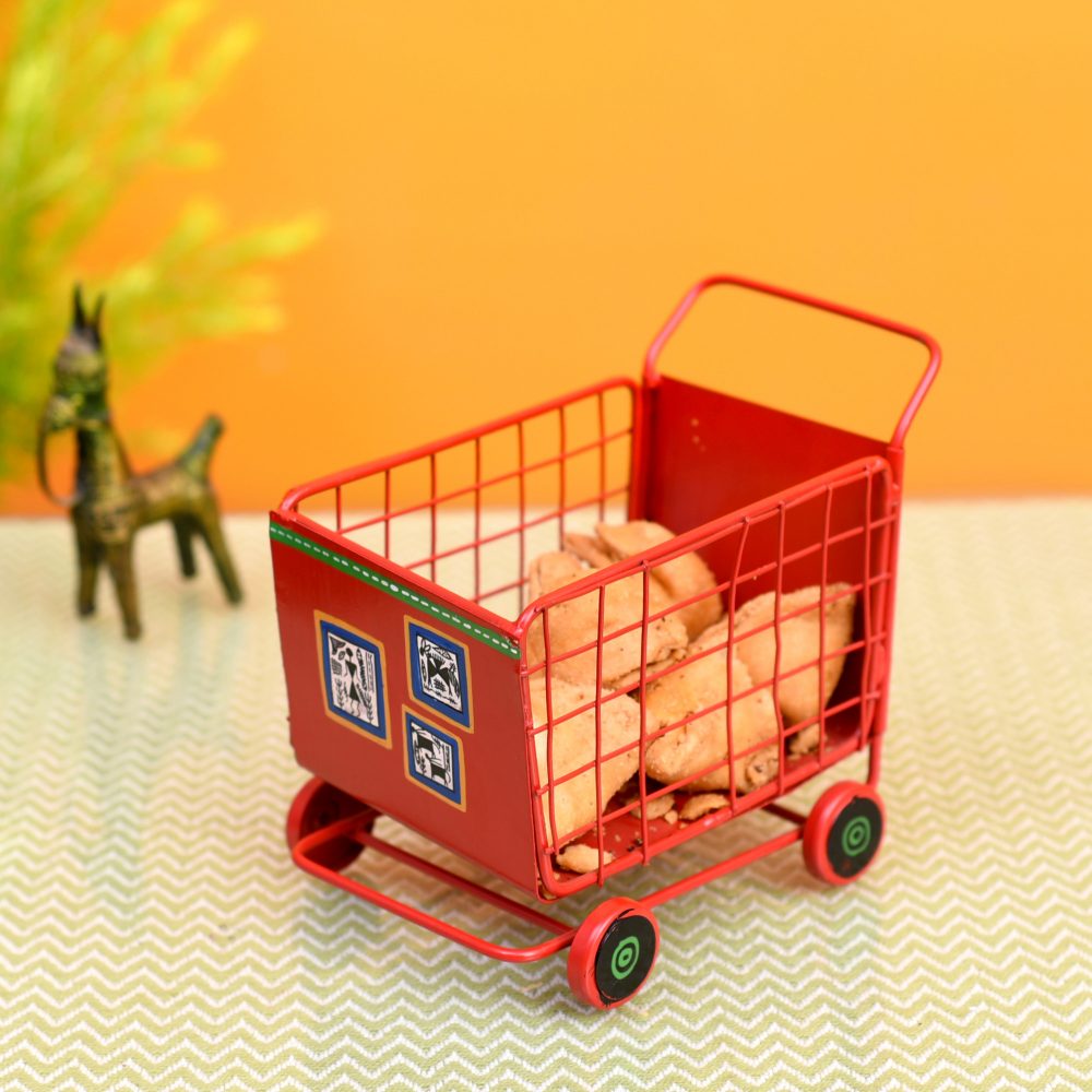 Moorni Funky Snacks Serving Trolly in Red Color (6x4.4x5.2)