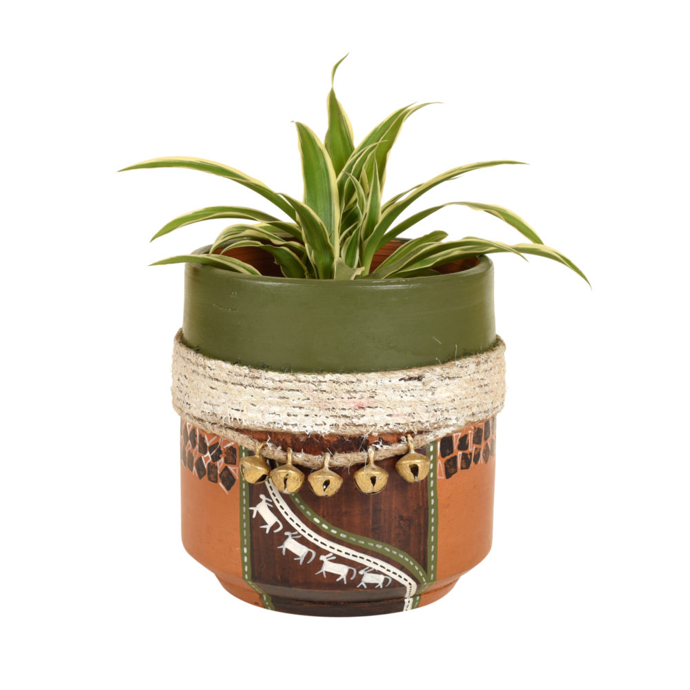 Moorni Jute Embellished Brown Earthen Planter