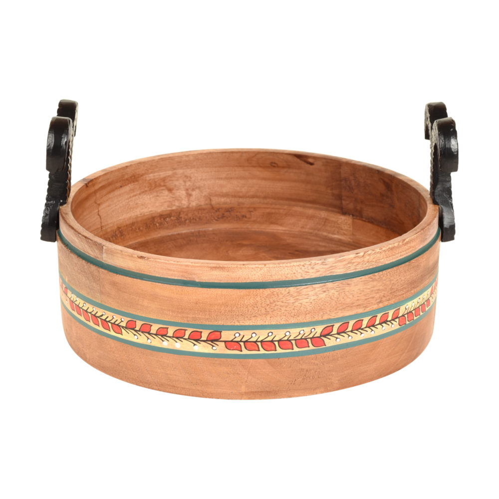 Moorni Rosho Fruit Basket Handcrafted in Mango Wood