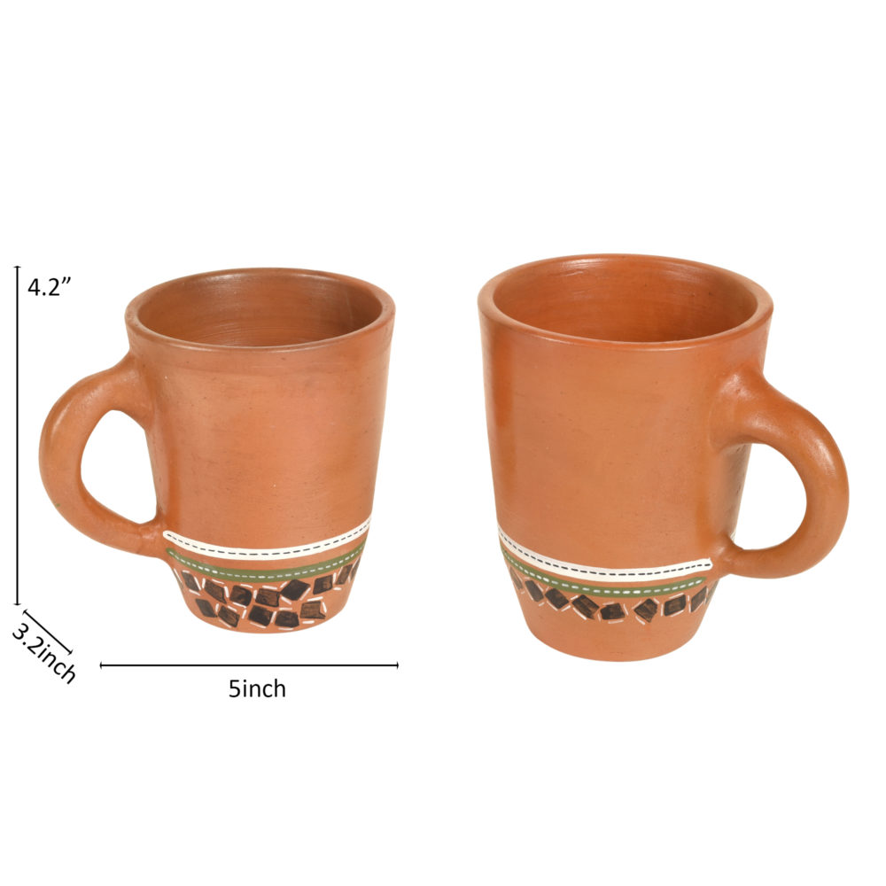 Moorni Knosh-4 Earthen Mugs with Tribal Motifs (Set of 2)