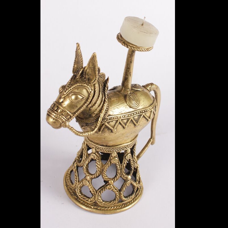 Jaali Horse Candle Holder in Dhokra Work