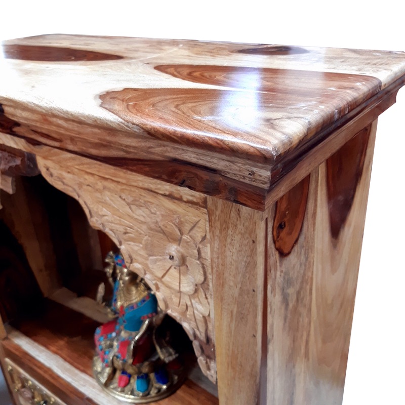 Moorni Home Wooden Temple With Storage Real Wood