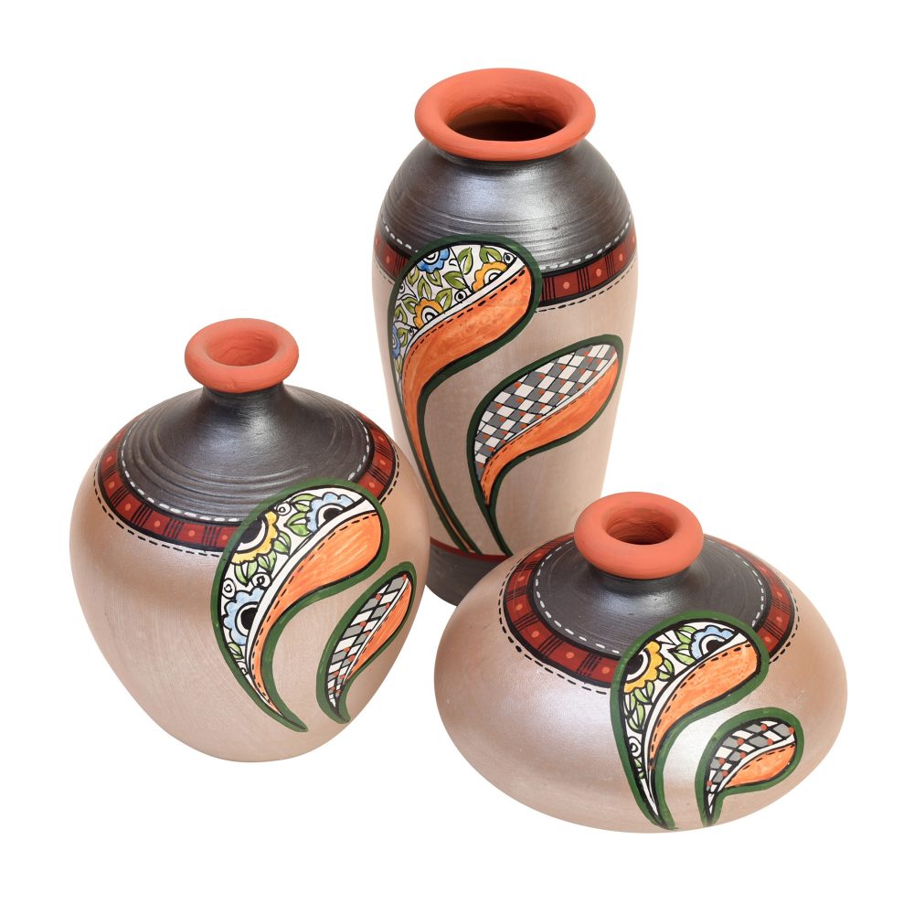 Moorni Silver Bloom Vase Set of 3 (6x3/3x4.5/4.6x3.6 Dia)