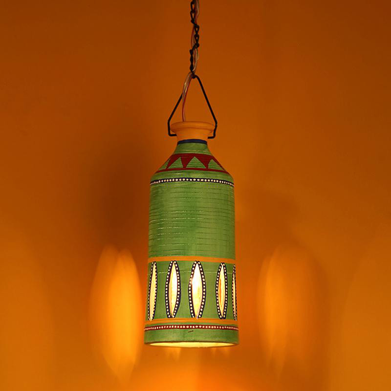 Moorni Roma-D Terracotta Pendant Lamp In Lemon Green