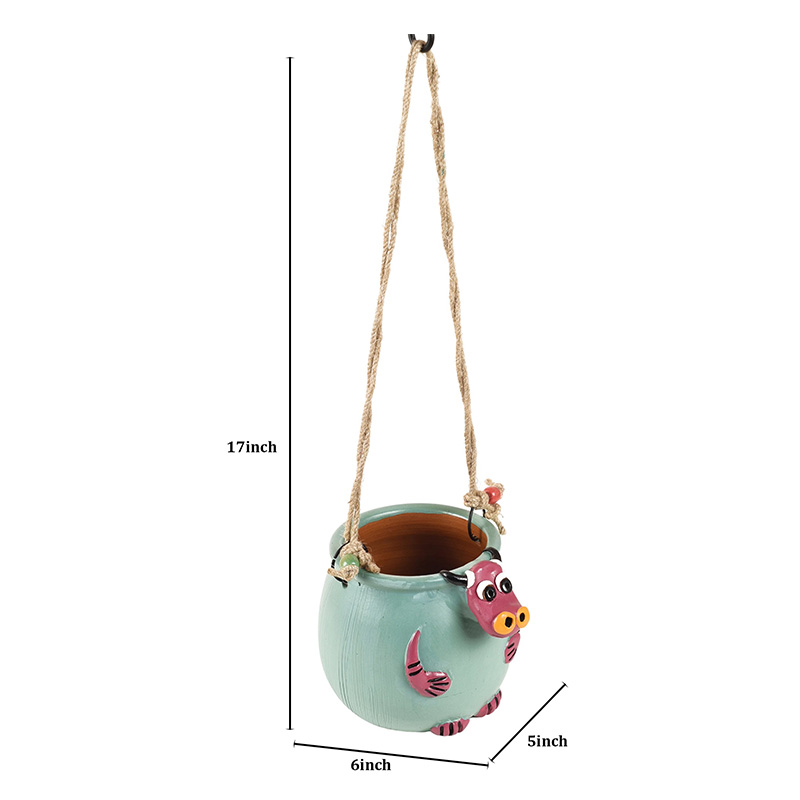 Moorni Blue Bull Hanging Planter in Terracotta (5x6x17)