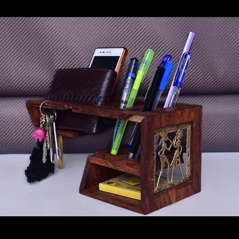 Desk Organizer in Wood and Metal Work