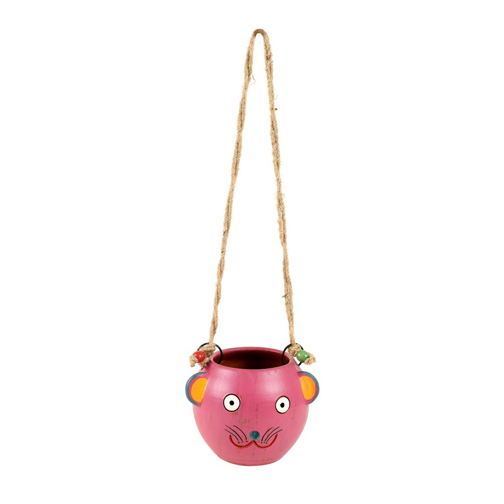 Moorni Pink Fish Earthen Hanging Planter(6x5x17)