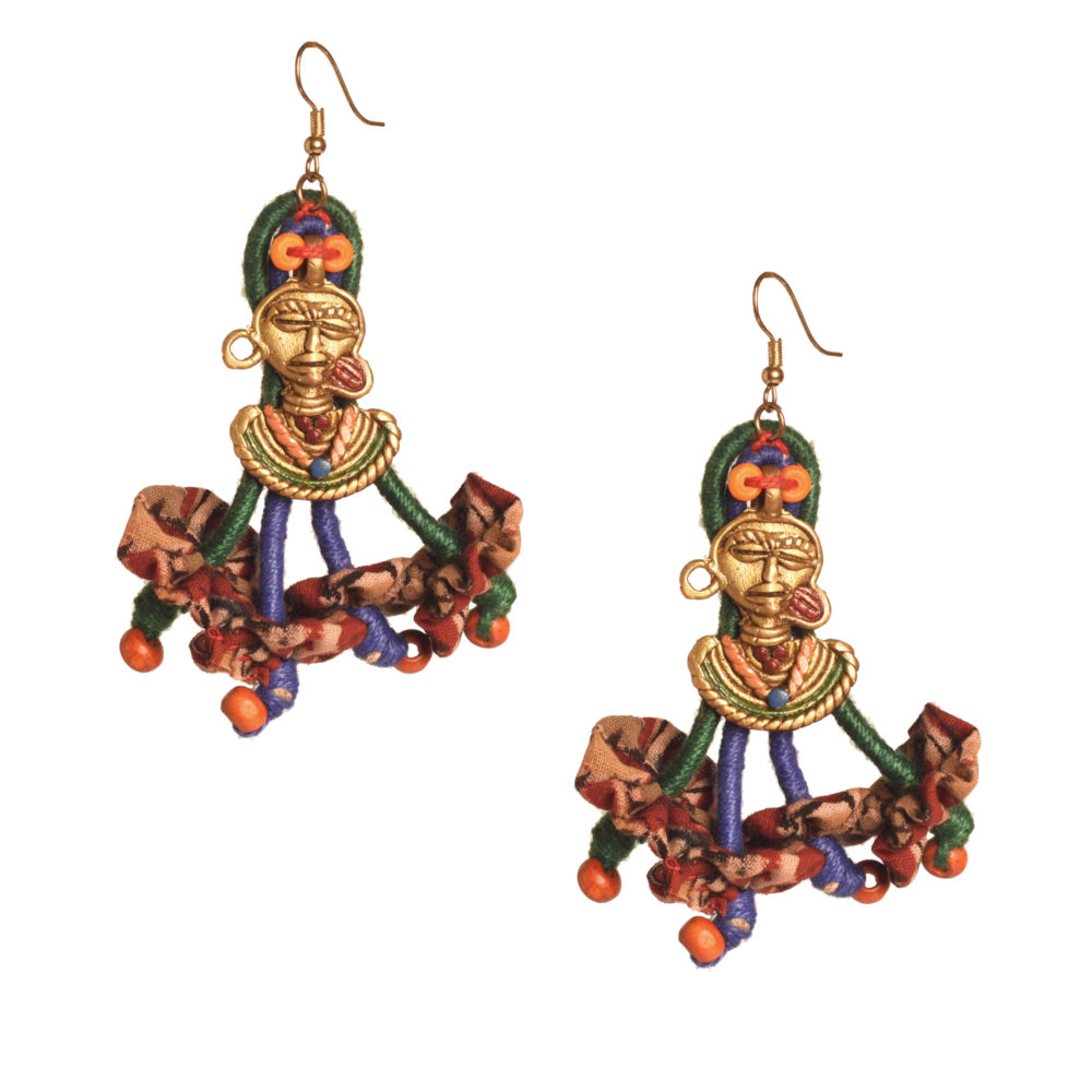 Moorni The Charm of Empress Handcrafted Tribal Dhokra Earrings