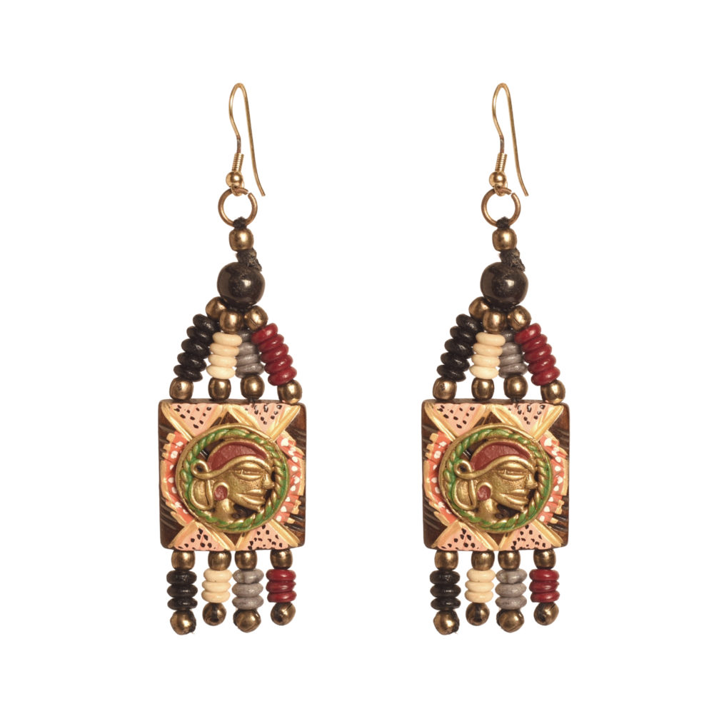 Moorni The Empress Handcrafted Tribal Dhokra Earrings in Multicolour