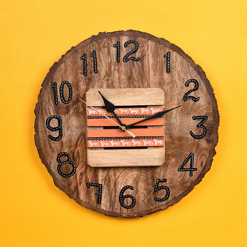 Moorni Wall Clock Handcrafted Wooden Log Dial - (11x1.5x11 in)