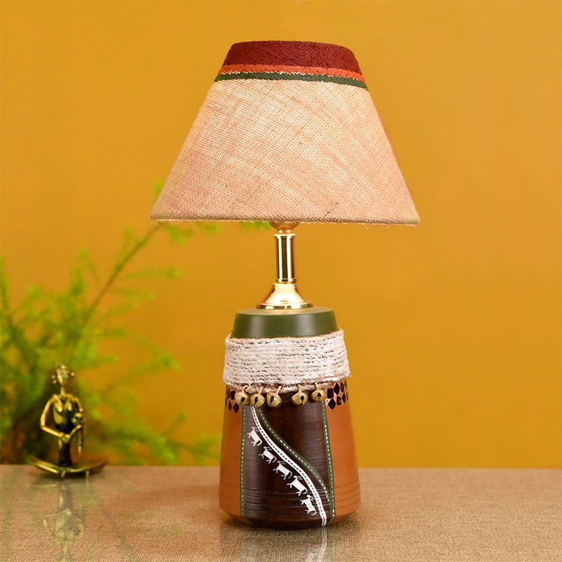 Moorni Hand Knitted Earthen Lamp with Jute Shade - (16x4.5 in)