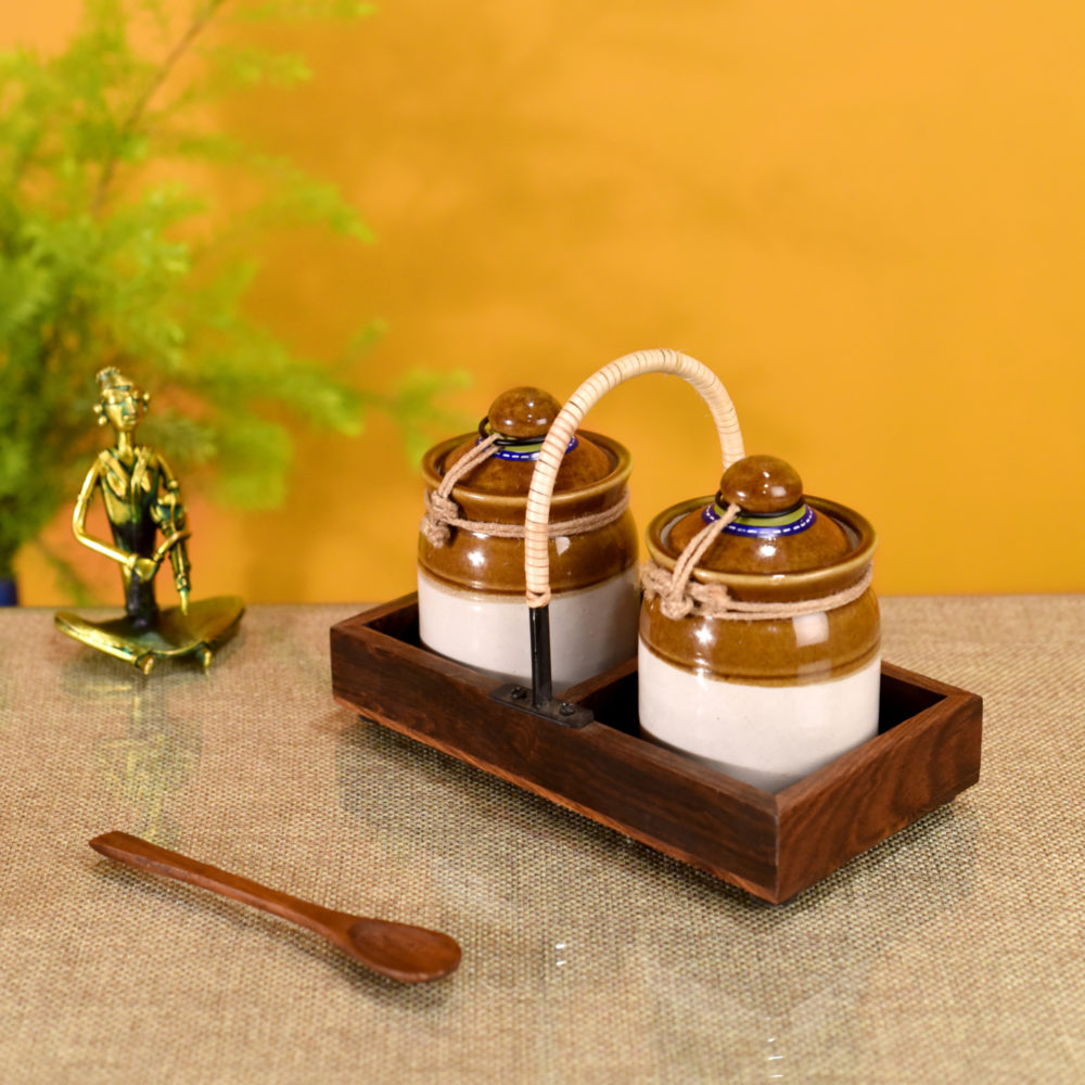 Moorni Chatore Barni Set with Cane embellished Tray