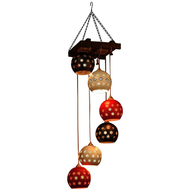 Moorni Star-6A Chandelier With Dome Shaped Metal Hanging Lamps (6 Shades)