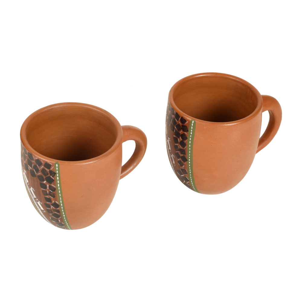 Moorni Knosh-6 Earthen Cups with Tribal Motifs (Set of 2)