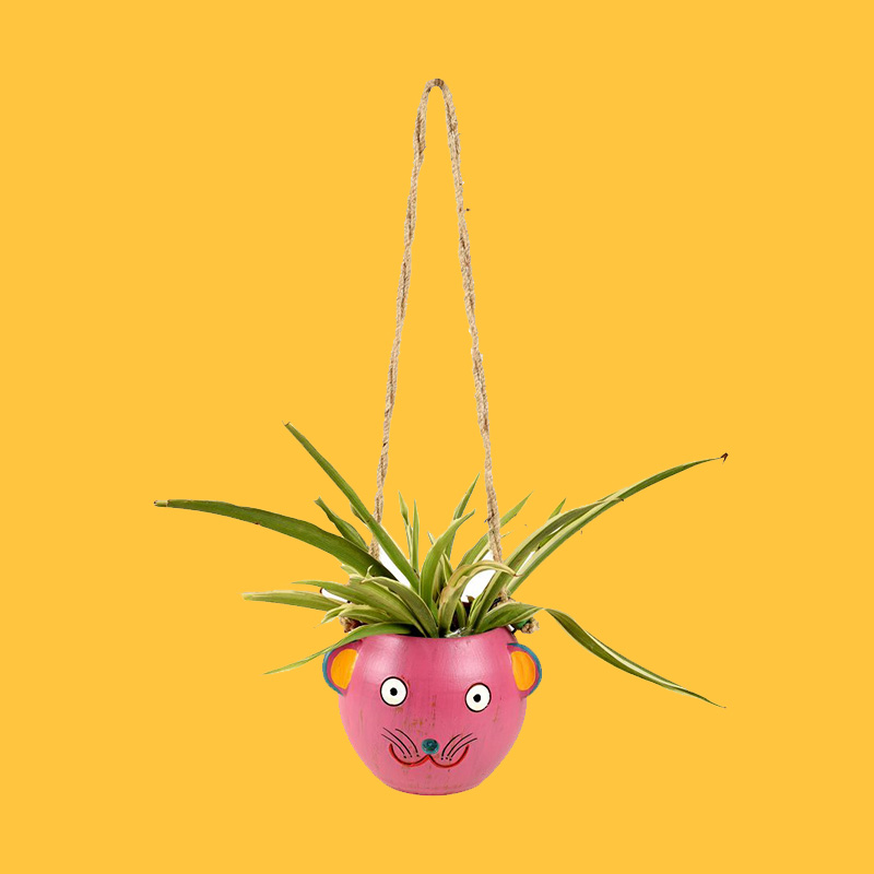 Moorni Pink Fish Earthen Hanging Planter(6x5x17)