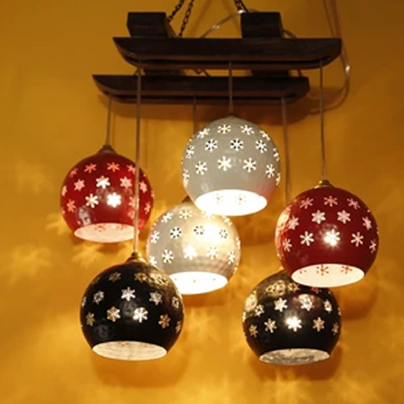 Moorni Star-6 Chandelier With Dome Shaped Metal Hanging Lamps (6 Shades)