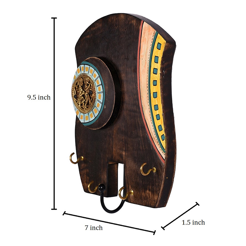 Moorni Key Holder Handcrafted Tribal Art 5 keys - (7x1.6x9.6 in)