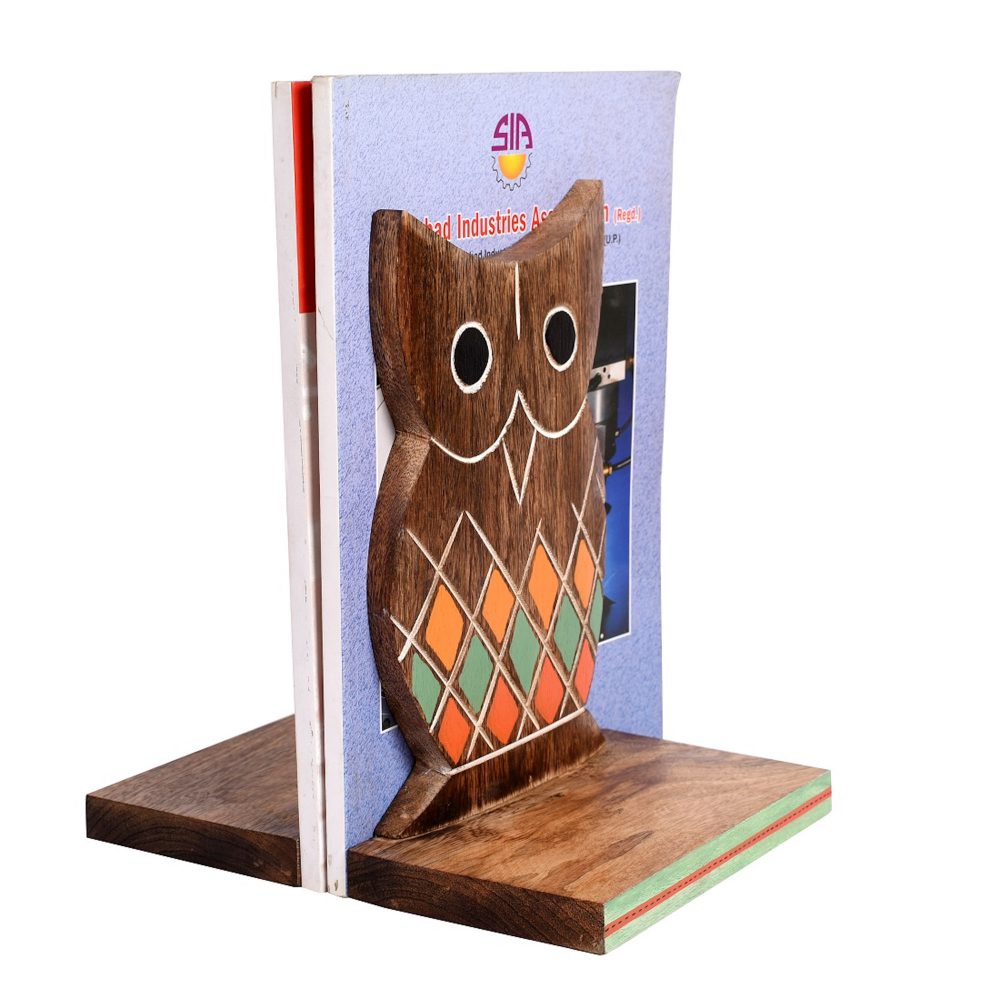 Moorni Bookend Handcrafted Wooden Owl (Set of 2) (6.5x4x9.2)