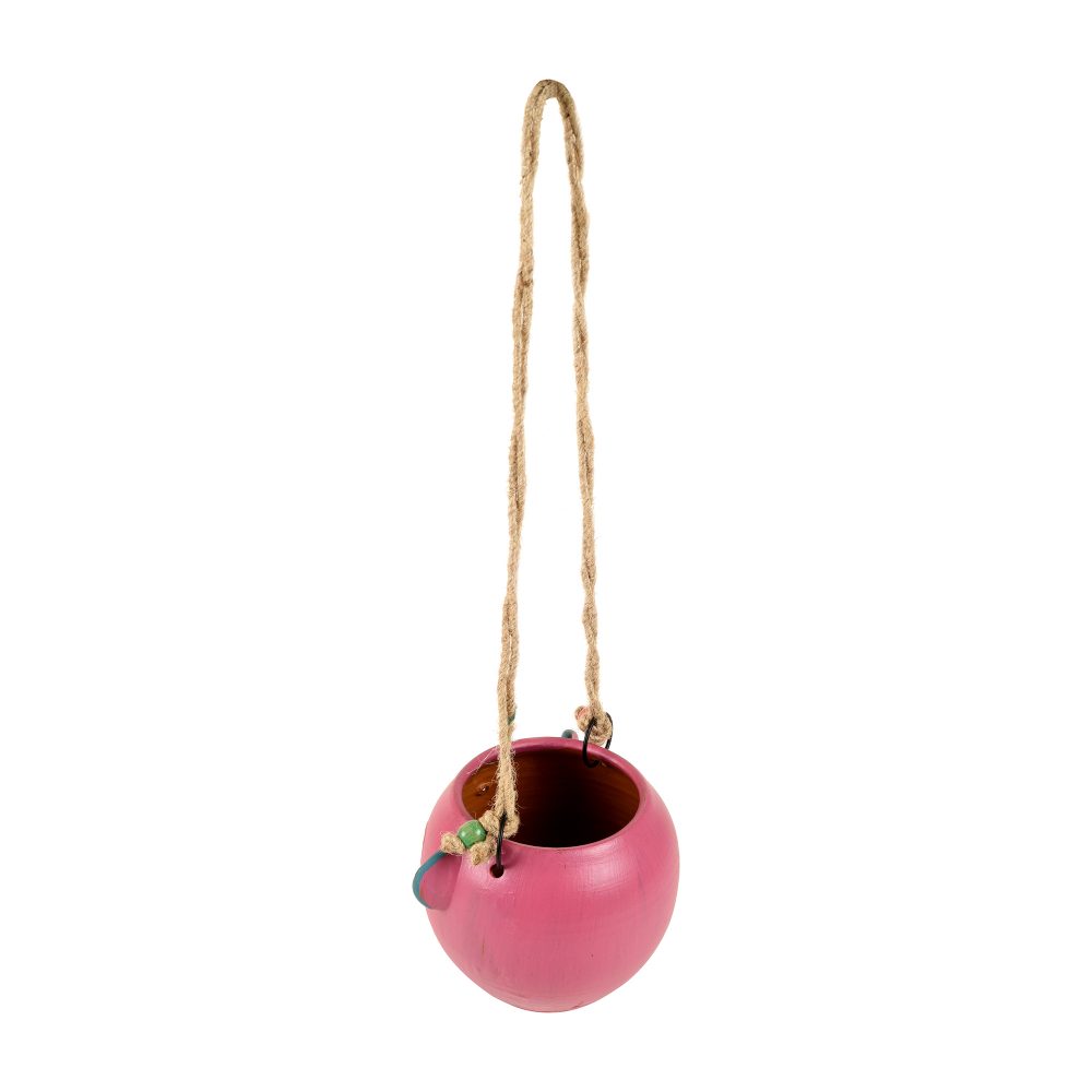 Moorni Pink Fish Earthen Hanging Planter(6x5x17)