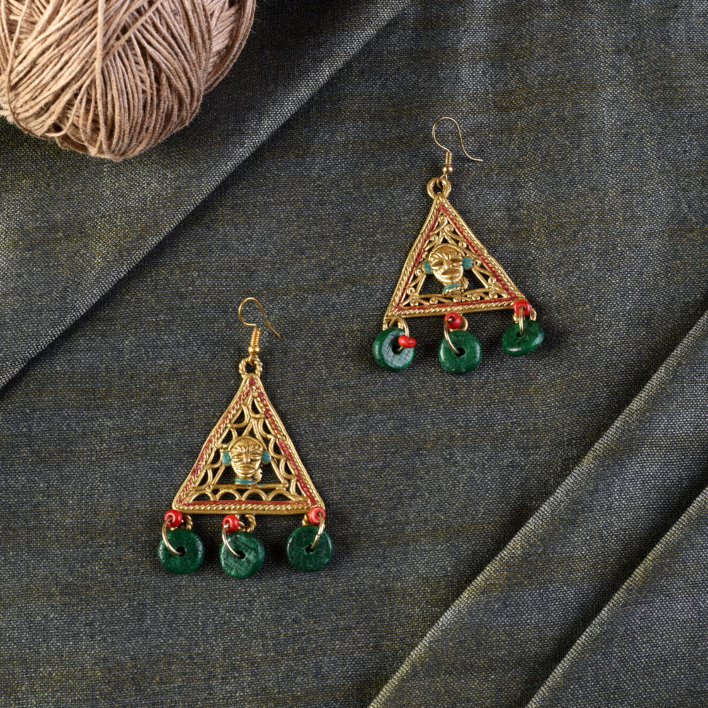 Moorni The Trinity Handcrafted Tribal Dhokra Earrings