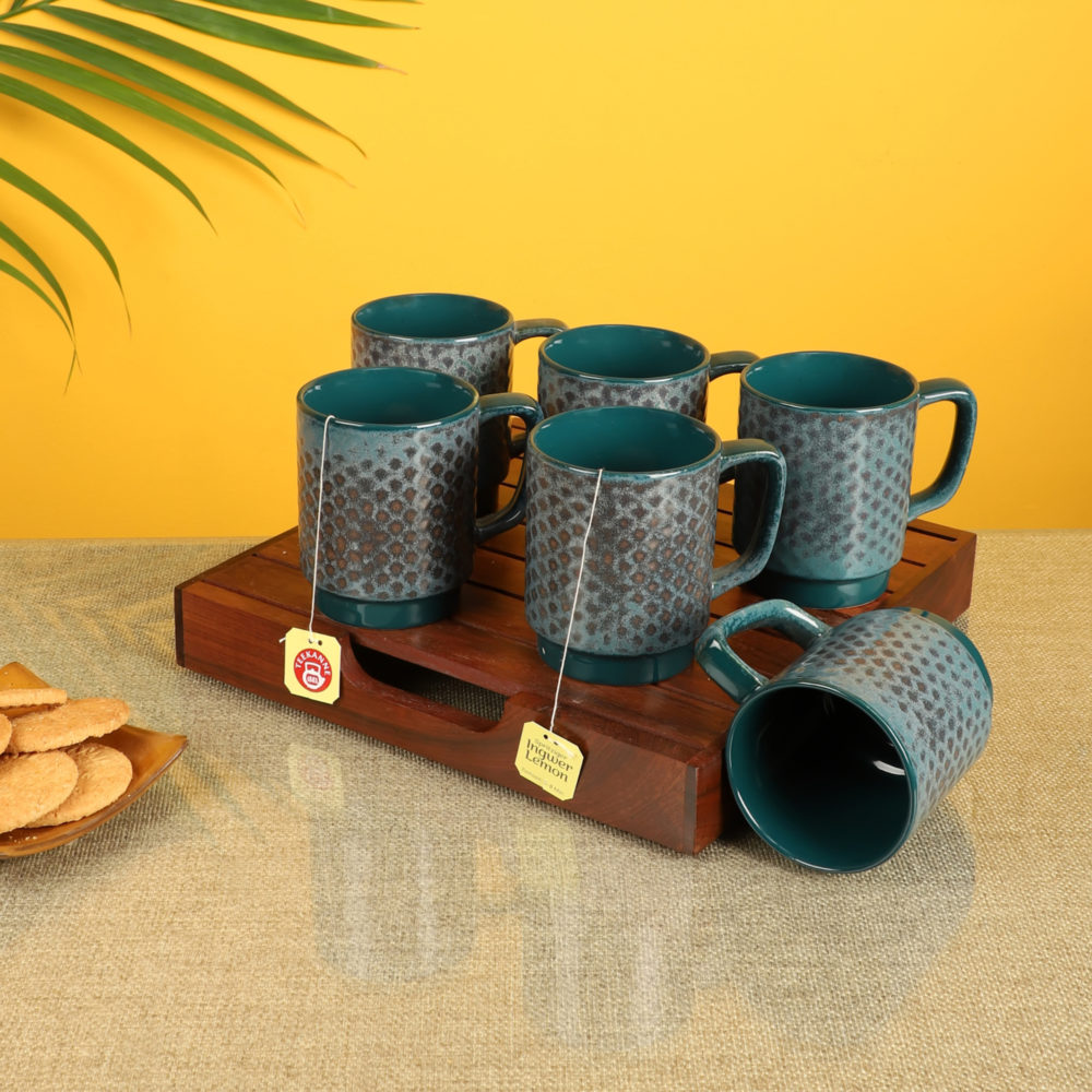 Moorni Emerald Green Tea Cups Set of 6