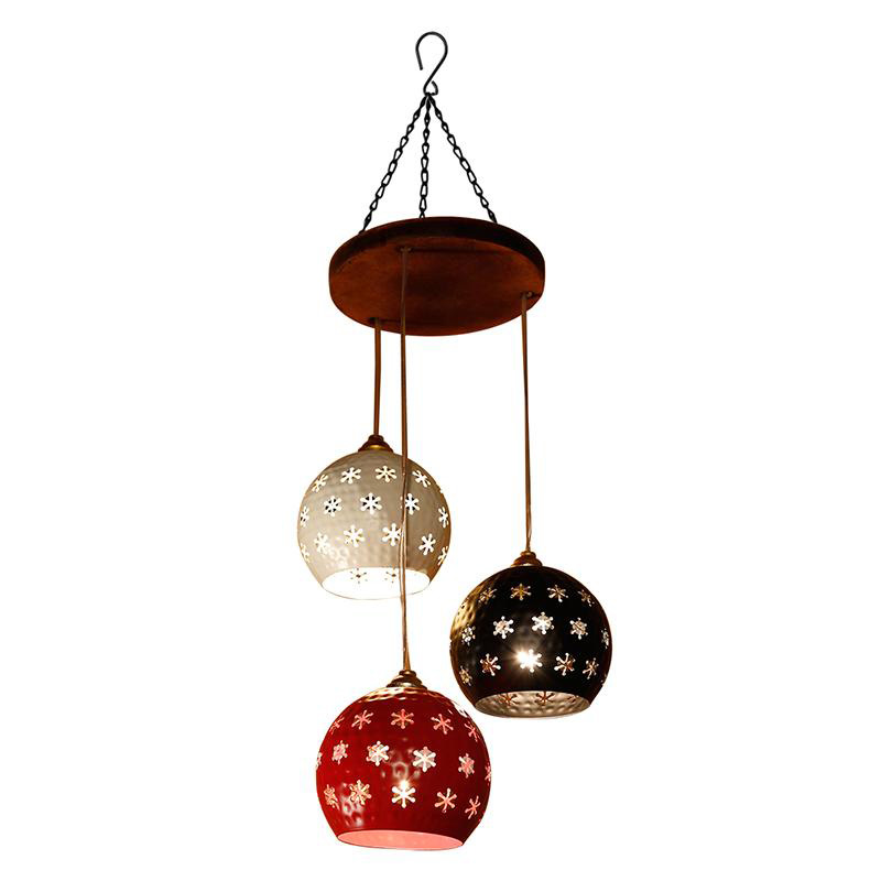 Moorni Star-3 Chandelier with Dome Shaped Metal Hanging Lamps (3 Shades)