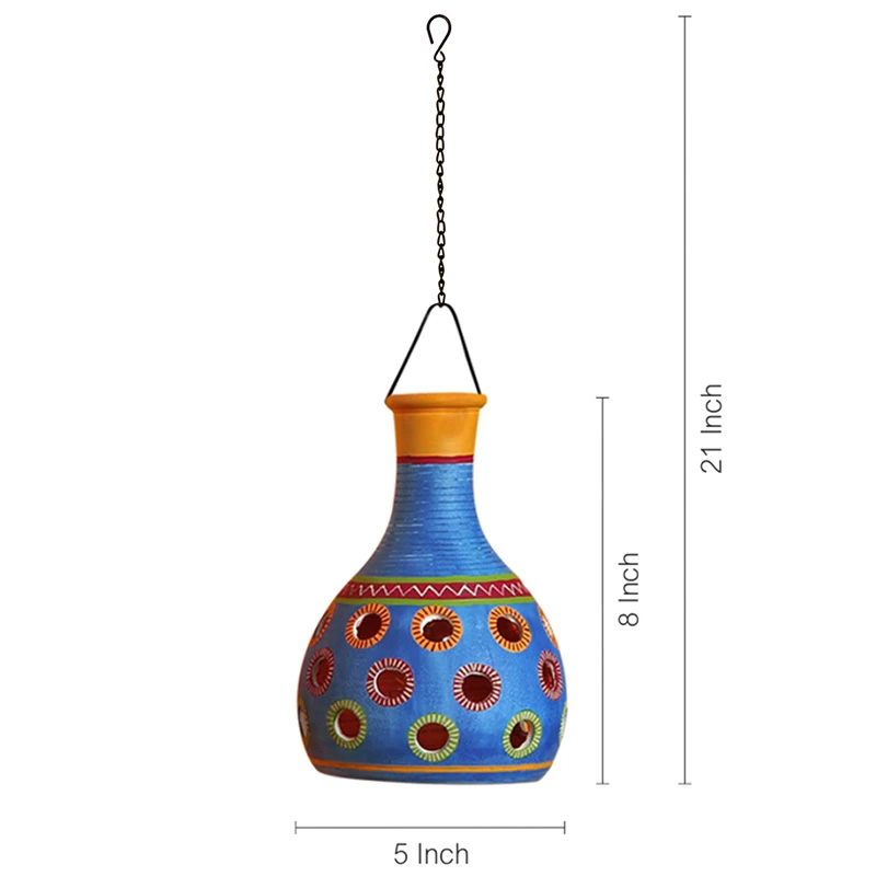 Moorni Ruso-C Terracotta Pendant Lamp In Azure Blue