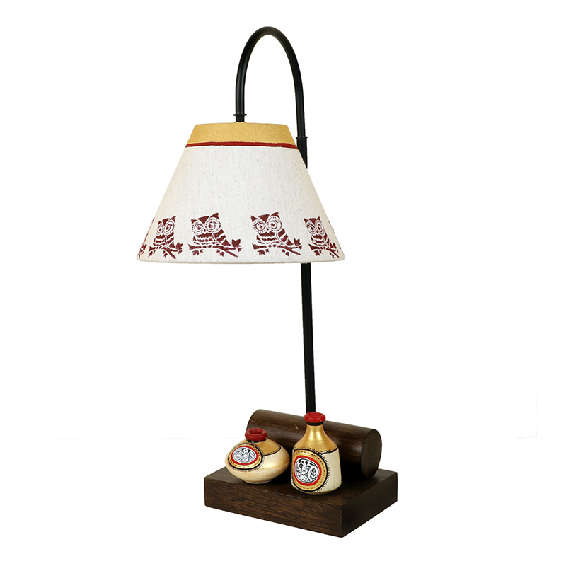 Moorni Yin & Yang Table Lamp with Tapered Drum Shade-Height 21 inch